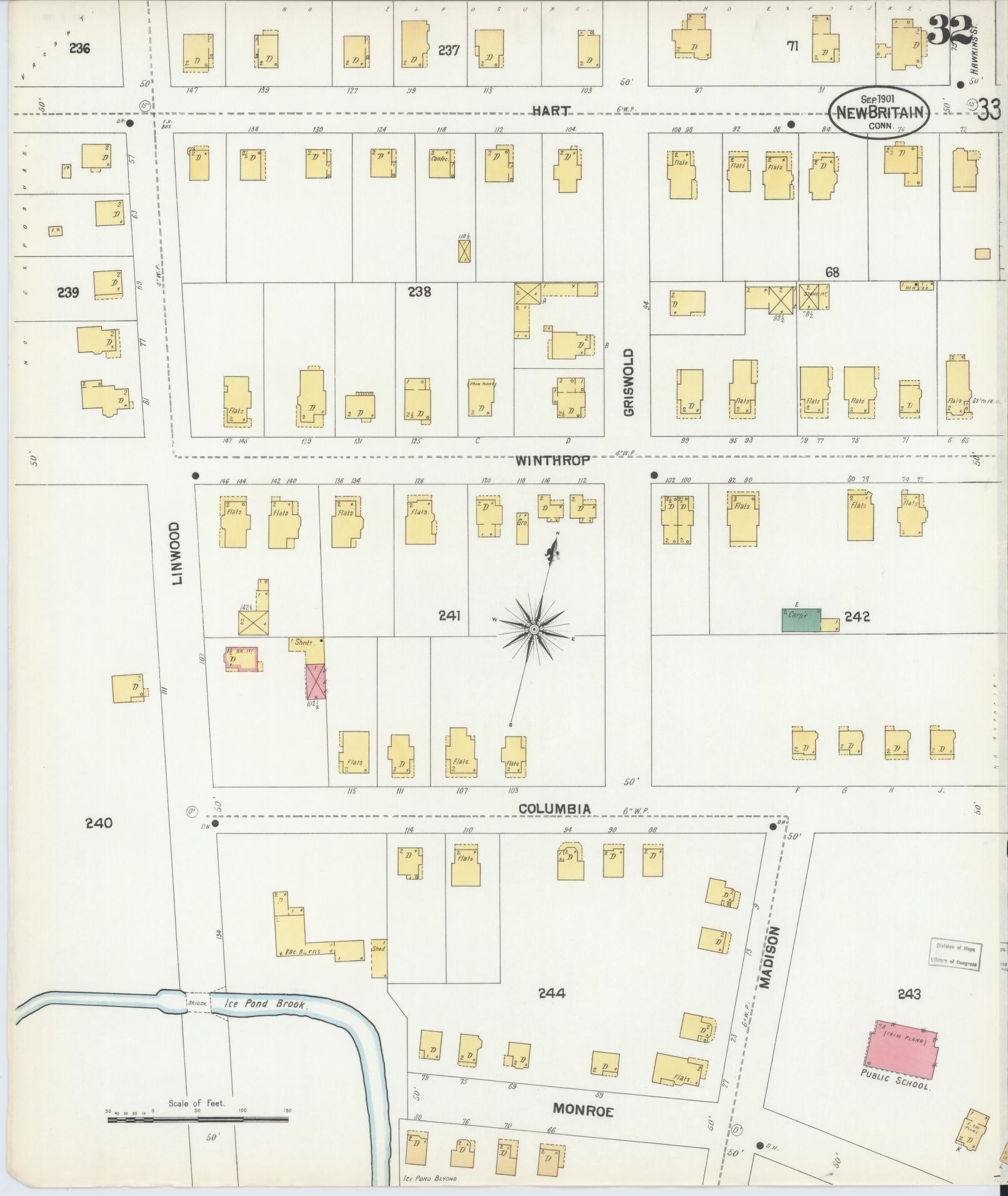 Sanborn Fire Insurance Map from New Britain, Hartford County, Connecticut (1901), Sheet #0032 - Complete Map Set gallery image, historic Sanborn map, vintage wall art, Connecticut Connecticut
