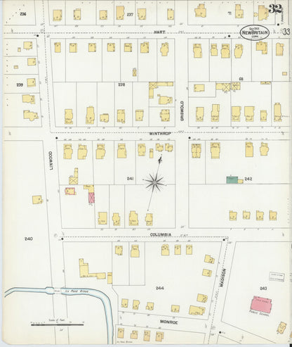 Sanborn Fire Insurance Map from New Britain, Hartford County, Connecticut (1901), Sheet #0032 - Complete Map Set gallery image, historic Sanborn map, vintage wall art, Connecticut Connecticut