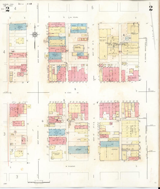 Sanborn Fire Insurance Map from Onawa, Monona County, Iowa (1942), Sheet #0002 - Historic Sanborn Fire Insurance Map Print, vintage old map wall art