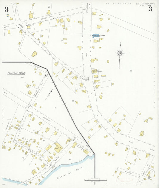Sanborn Fire Insurance Map from Old Saybrook, Middlesex County, Connecticut (1933), Sheet #0003 - Historic Sanborn Fire Insurance Map Print, vintage old map wall art, antique decor, genealogy gift, Connecticut Connecticut map