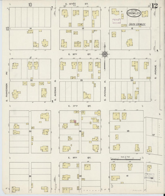 Sanborn Fire Insurance Map from Crowley, Acadia Parish, Louisiana (1915), Sheet #0012 - Historic Sanborn Fire Insurance Map Print, vintage old map wall art, antique decor, genealogy gift, Louisiana Louisiana map