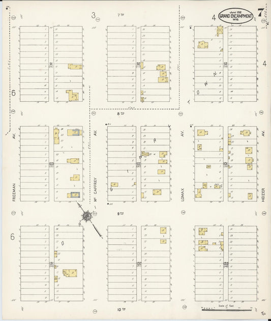 Sanborn Fire Insurance Map from Grand Encampment, Carbon County, Wyoming (1912), Sheet #0007 - Historic Sanborn Fire Insurance Map Print, vintage old map wall art, antique decor, genealogy gift, Wyoming Wyoming map