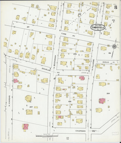 Sanborn Fire Insurance Map from Edwardsville, Madison County, Illinois (1921), Sheet #0008 - Complete Map Set gallery image, historic Sanborn map, vintage wall art, Illinois Illinois