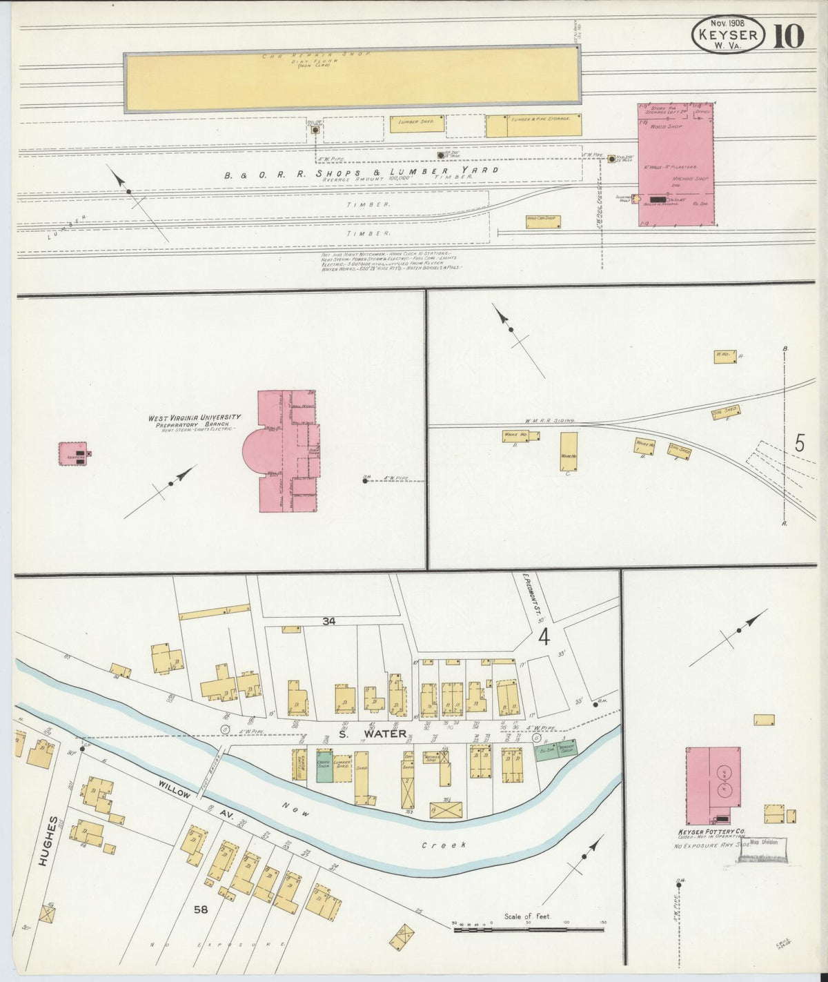 Sanborn Fire Insurance Map from Keyser, Mineral County, West Virginia (1908), Sheet #0010 - Complete Map Set gallery image, historic Sanborn map, vintage wall art, West Virginia West Virginia