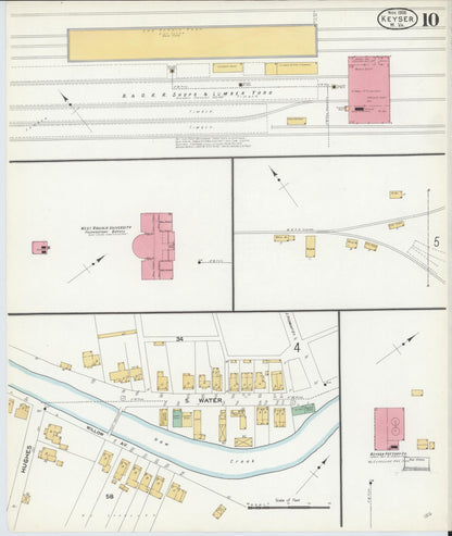 Sanborn Fire Insurance Map from Keyser, Mineral County, West Virginia (1908), Sheet #0010 - Complete Map Set gallery image, historic Sanborn map, vintage wall art, West Virginia West Virginia