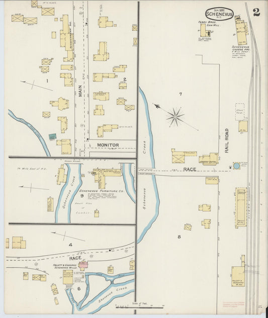 Sanborn Fire Insurance Map from Schenevus, Otsego County, New York (1892), Sheet #0002 - Historic Sanborn Fire Insurance Map Print, vintage old map wall art, antique decor, genealogy gift, New York New York map