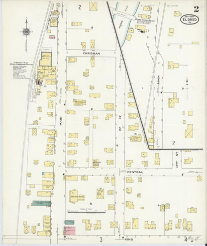 Sanborn Fire Insurance Map from Eldred, McKean County, Pennsylvania (1909), Sheet #0002 - Complete Map Set gallery image, historic Sanborn map, vintage wall art, Pennsylvania Pennsylvania