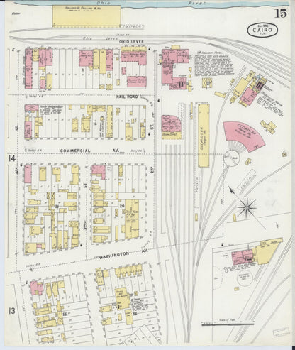Sanborn Fire Insurance Map from Cairo, Alexander County, Illinois (1896), Sheet #0015 - Complete Map Set gallery image, historic Sanborn map, vintage wall art, Illinois Illinois
