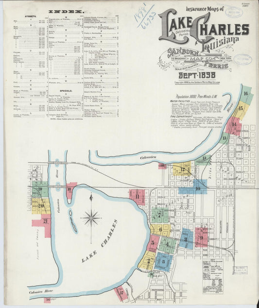 Sanborn Fire Insurance Map from Lake Charles, Calcasieu Parish, Louisiana. (1898) – Historic Sanborn Fire Insurance Map Print
