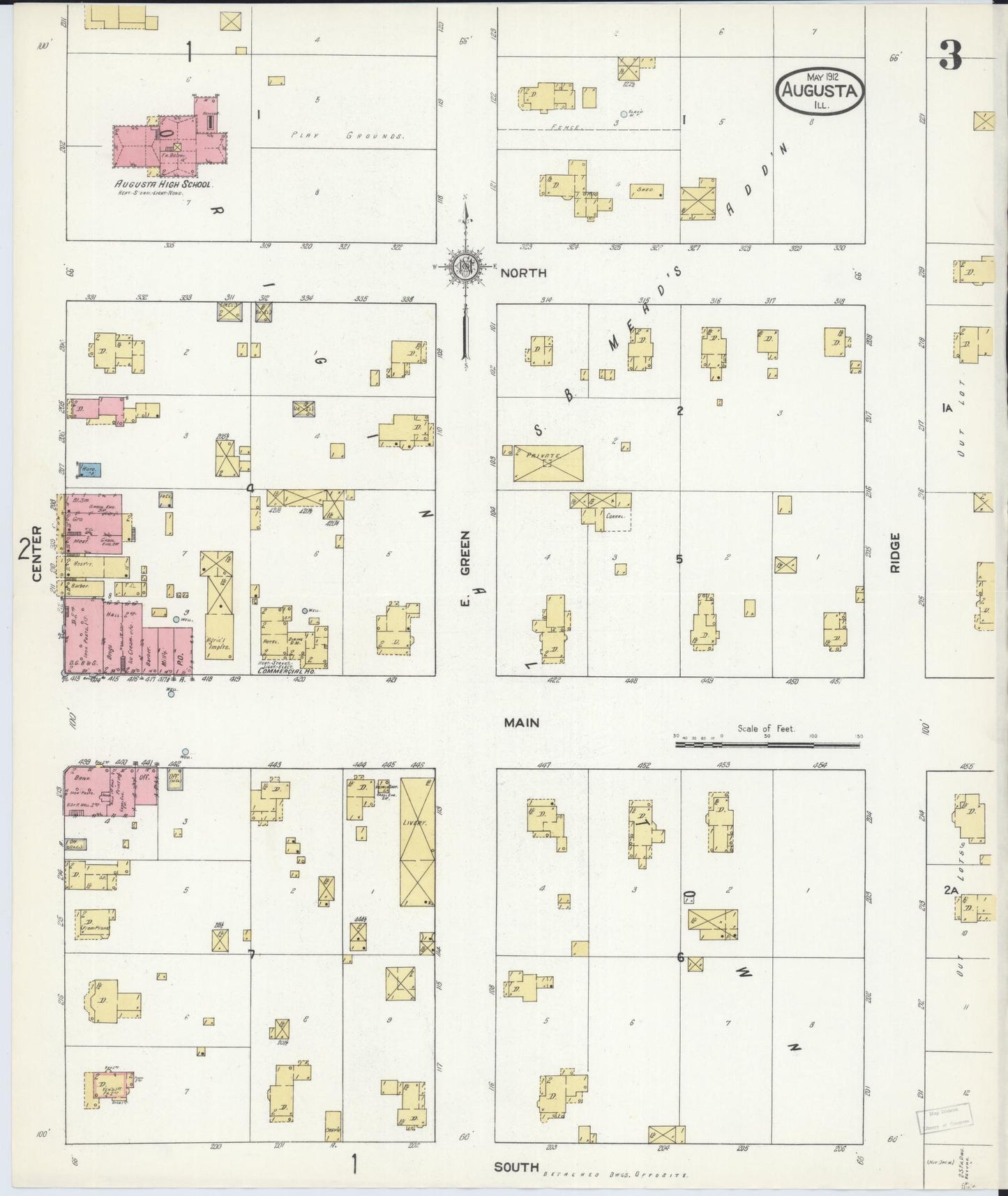 Sanborn Fire Insurance Map from Augusta, Hancock County, Illinois (1912), Sheet #0003 - Complete Map Set gallery image, historic Sanborn map, vintage wall art, Illinois Illinois