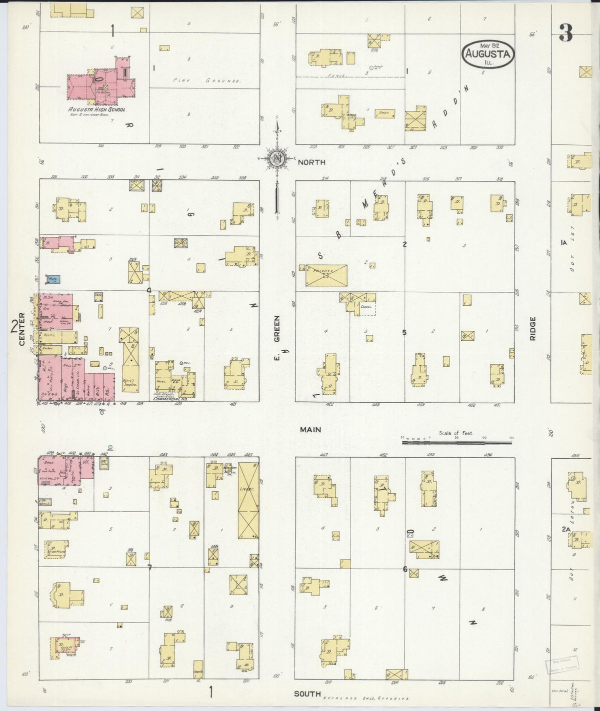 Sanborn Fire Insurance Map from Augusta, Hancock County, Illinois (1912), Sheet #0003 - Complete Map Set gallery image, historic Sanborn map, vintage wall art, Illinois Illinois
