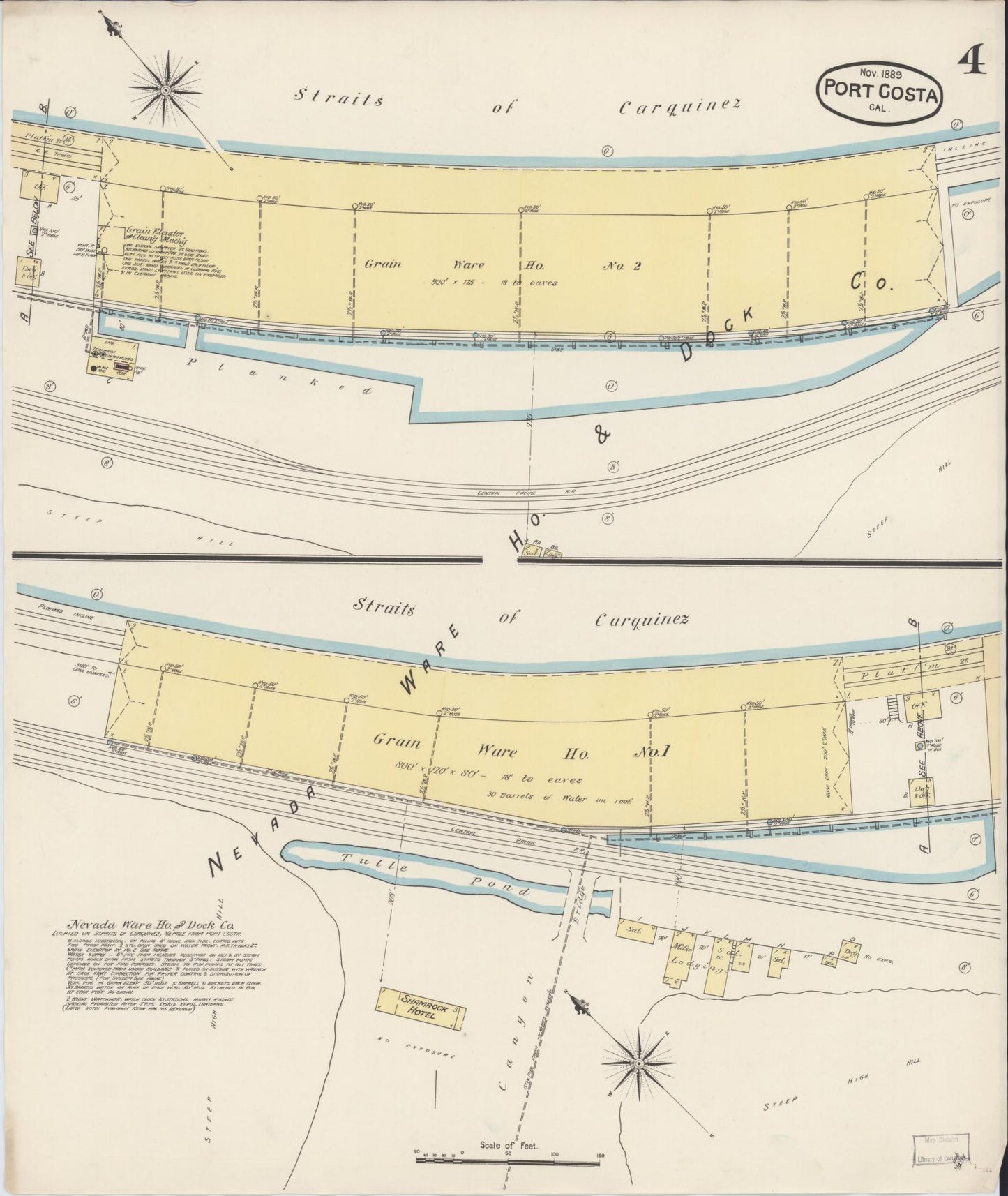 Sanborn Fire Insurance Map from Port Costa, Contra Costa County, California (1889), Sheet #0004 - Complete Map Set gallery image, historic Sanborn map, vintage wall art, California California