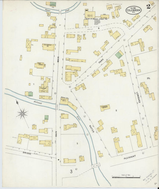 Sanborn Fire Insurance Map from Colebrook, Coos County, New Hampshire (1898), Sheet #0002 - Historic Sanborn Fire Insurance Map Print, vintage old map wall art, antique decor, genealogy gift, New Hampshire New Hampshire map