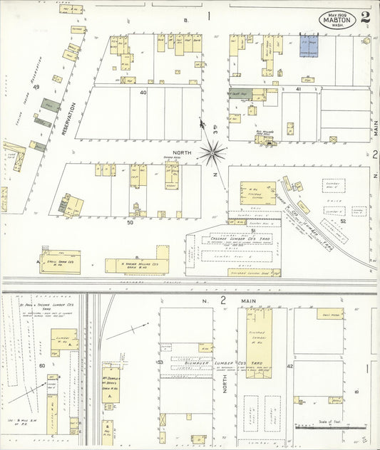 Sanborn Fire Insurance Map from Mabton, Yakima County, Washington (1909), Sheet #0002 - Historic Sanborn Fire Insurance Map Print, vintage old map wall art, antique decor, genealogy gift, Washington Washington map