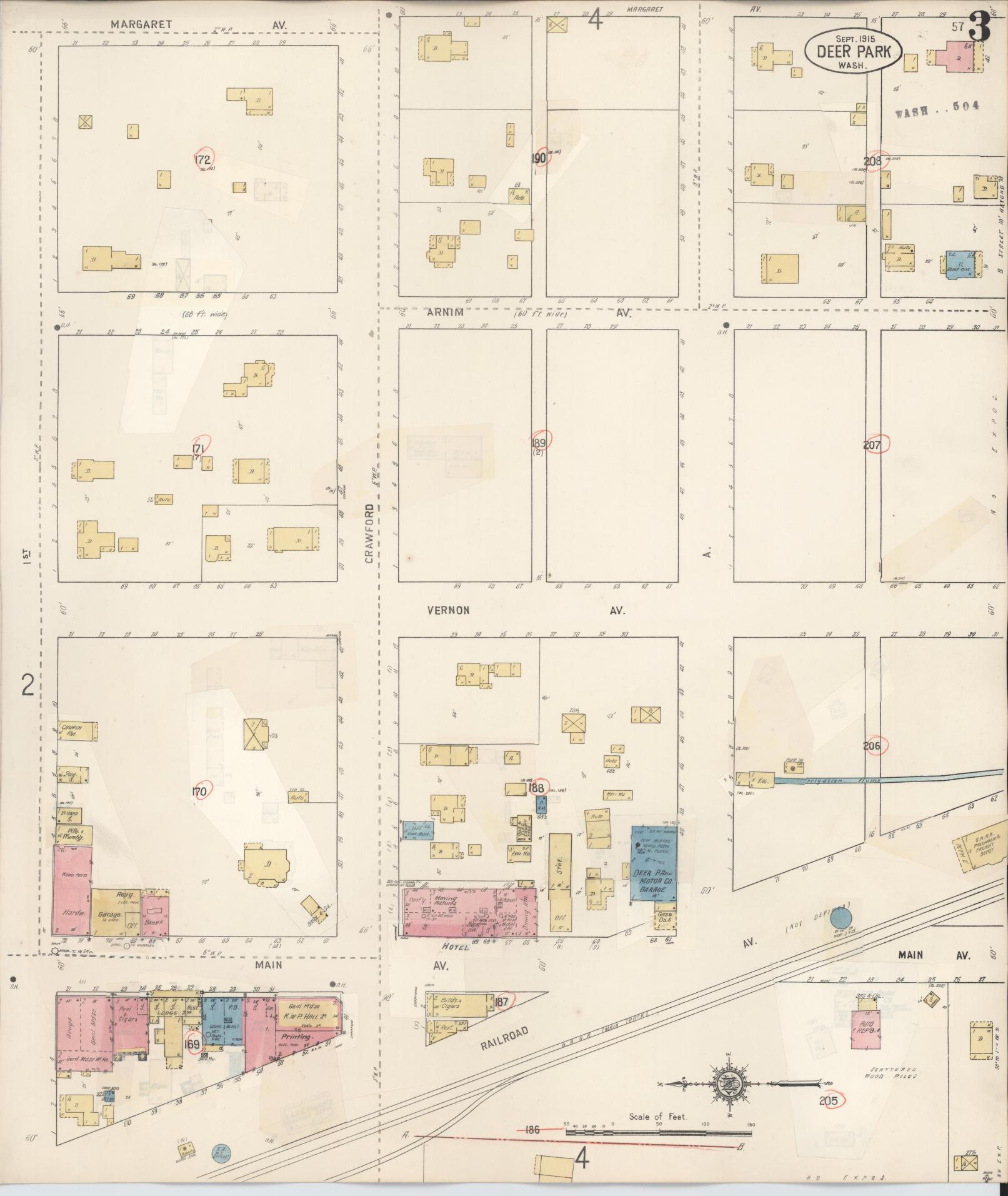 Sanborn Fire Insurance Map from Deer Park, Spokane County, Washington (1932), Sheet #0003 - Complete Map Set gallery image, historic Sanborn map, vintage wall art, Washington Washington