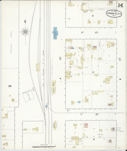 Sanborn Fire Insurance Map from Logan, Cache County, Utah (1890), Sheet #0014 - Complete Map Set gallery image, historic Sanborn map, vintage wall art, Utah Utah