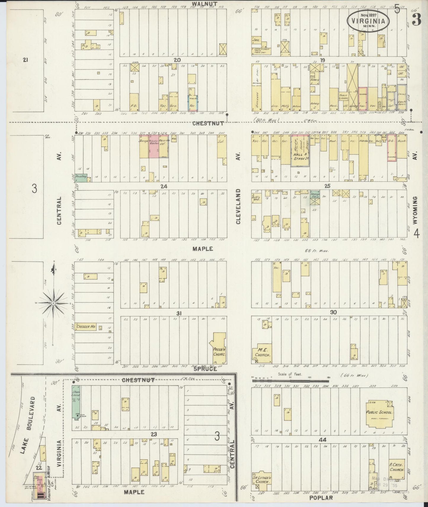 Sanborn Fire Insurance Map from Virginia, Saint Louis County, Minnesota (1897), Sheet #0003 - Complete Map Set gallery image, historic Sanborn map, vintage wall art, Minnesota Minnesota