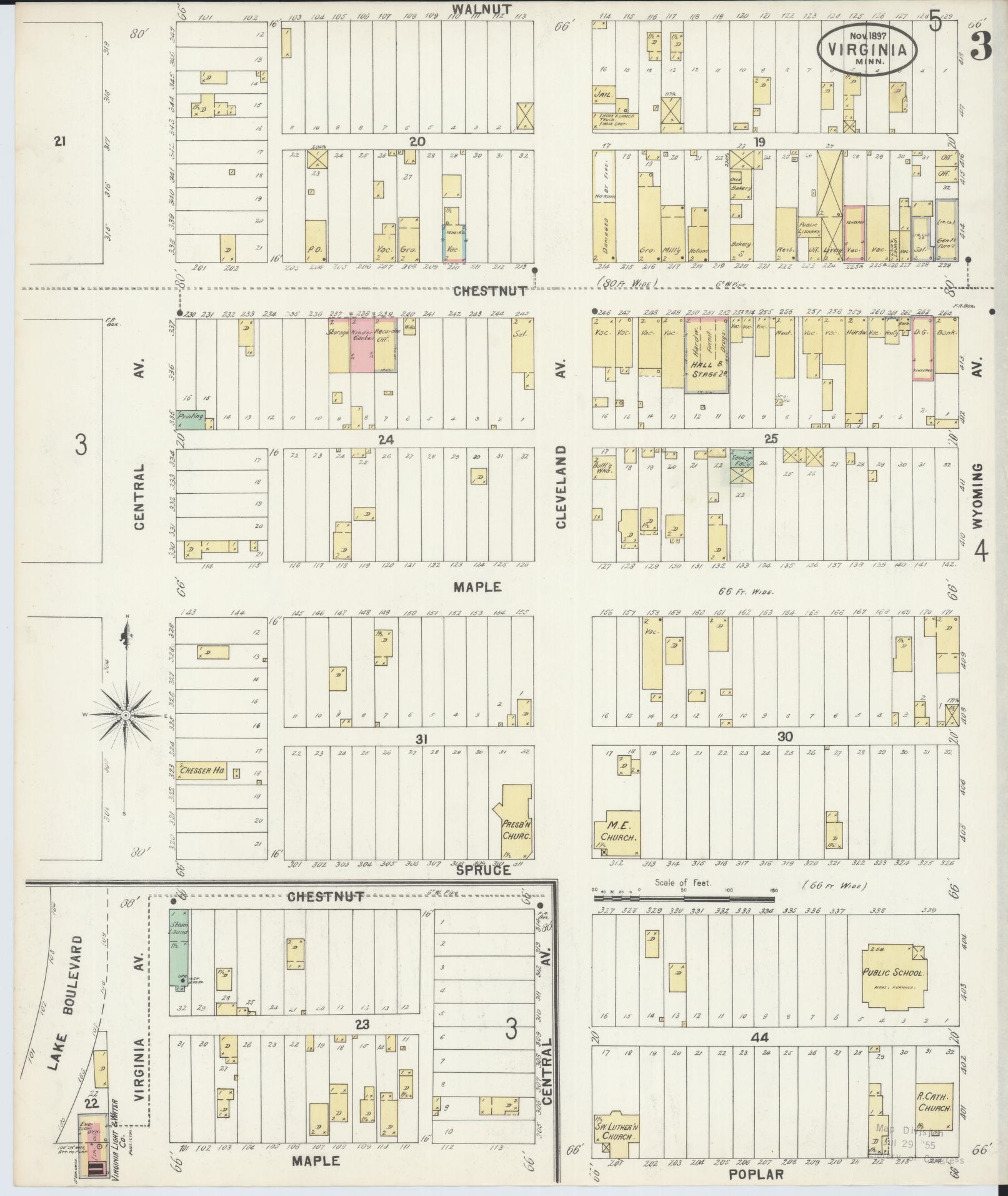 Sanborn Fire Insurance Map from Virginia, Saint Louis County, Minnesota (1897), Sheet #0003 - Complete Map Set gallery image, historic Sanborn map, vintage wall art, Minnesota Minnesota
