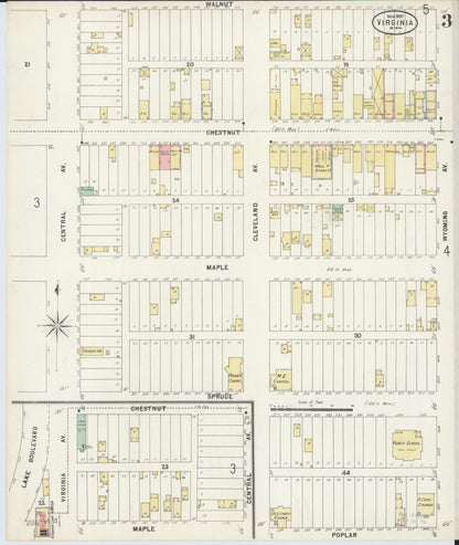 Sanborn Fire Insurance Map from Virginia, Saint Louis County, Minnesota (1897), Sheet #0003 - Complete Map Set gallery image, historic Sanborn map, vintage wall art, Minnesota Minnesota