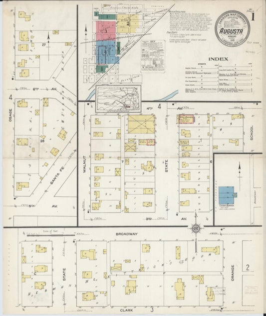 Sanborn Fire Insurance Map from Augusta, Butler County, Kansas (1915), Sheet #0001 - Historic Sanborn Fire Insurance Map Print, vintage old map wall art, antique decor, genealogy gift, Kansas Kansas map