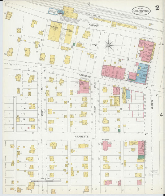 Sanborn Fire Insurance Map from Cherryvale, Montgomery County, Kansas (1902), Sheet #0002 - Historic Sanborn Fire Insurance Map Print, vintage old map wall art, antique decor, genealogy gift, Kansas Kansas map