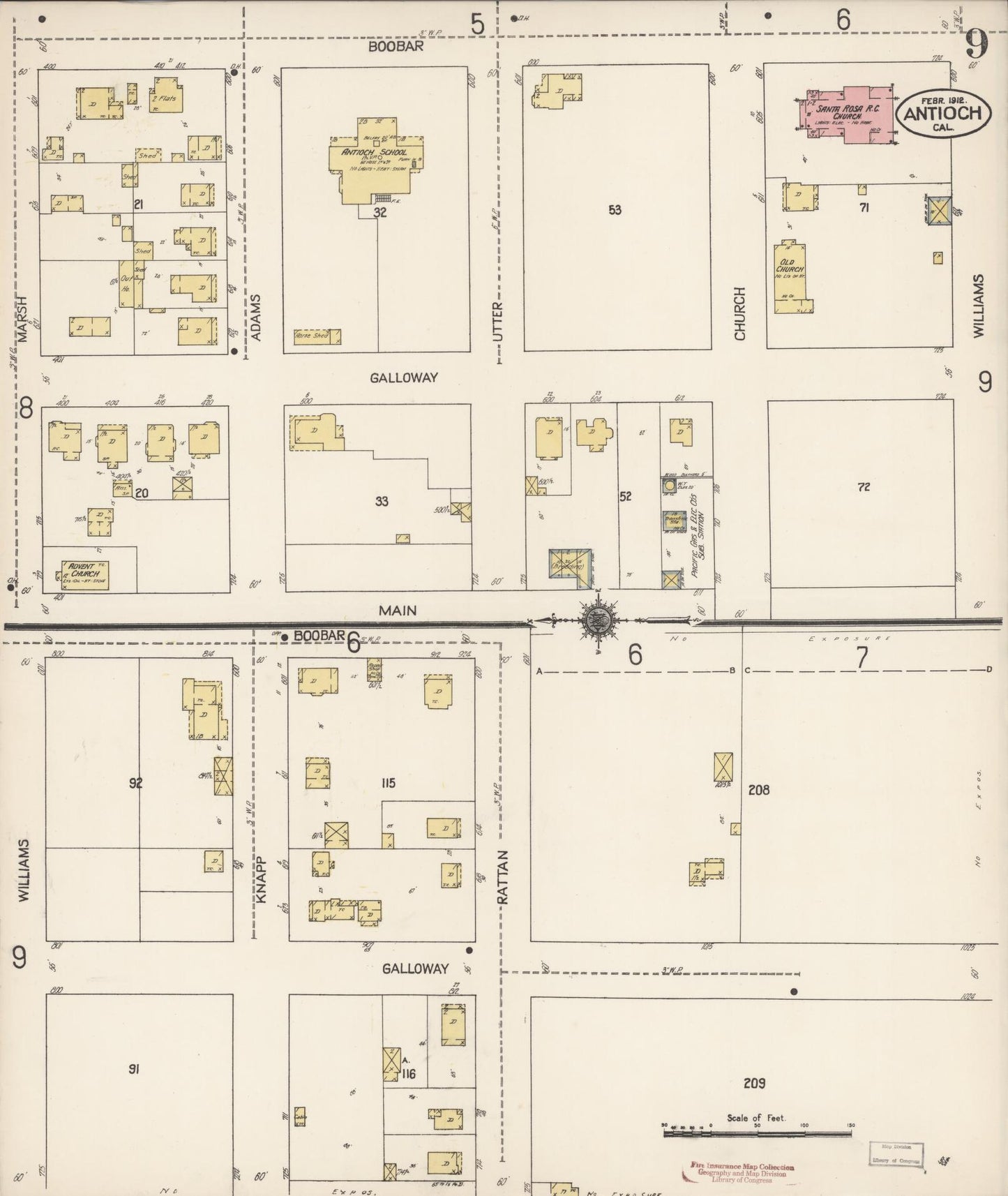 Sanborn Fire Insurance Map from Antioch, Contra Costa County, California (1912), Sheet #0009 - Historic Sanborn Fire Insurance Map Print, vintage old map wall art, antique decor, genealogy gift, California California map
