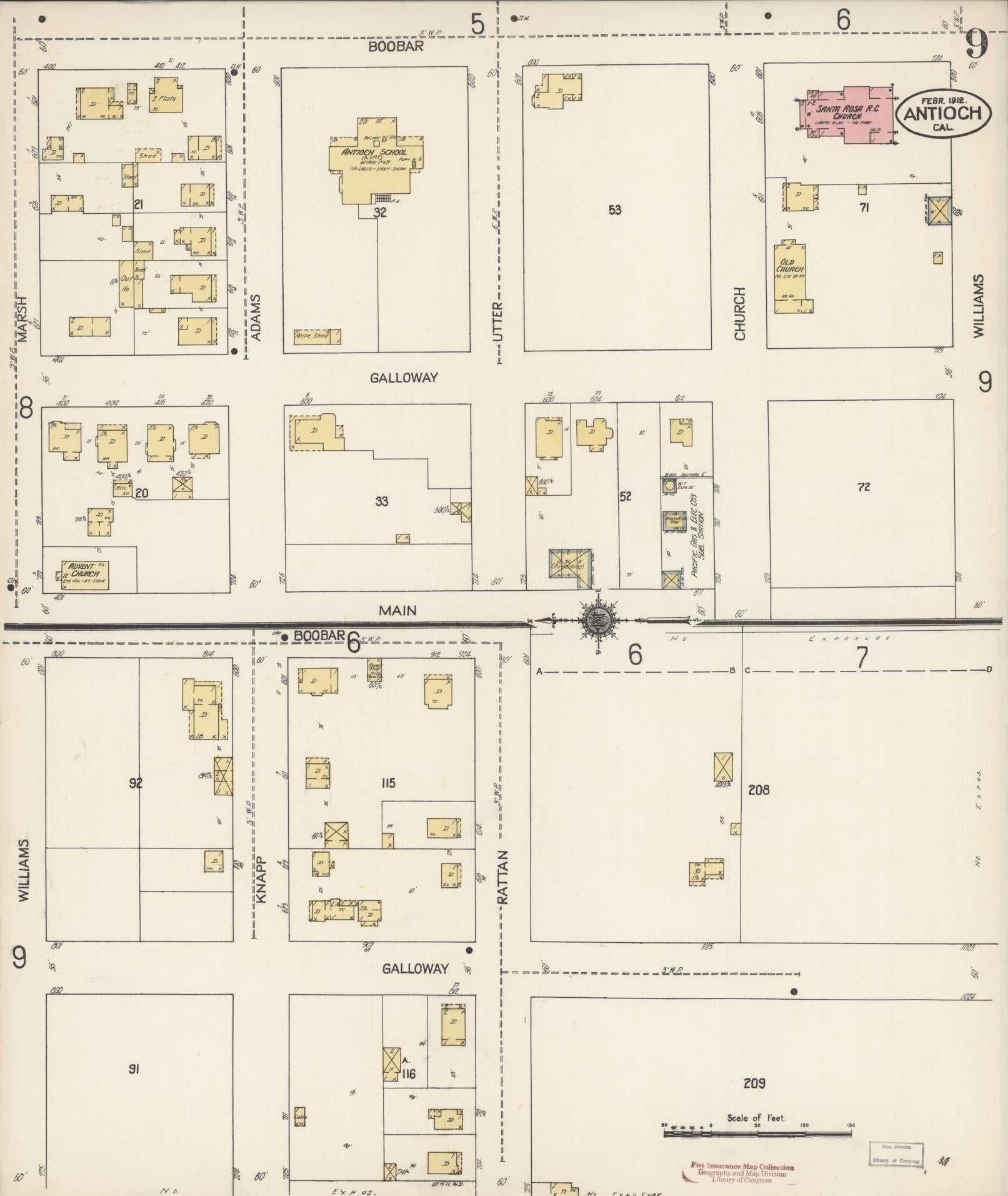 Sanborn Fire Insurance Map from Antioch, Contra Costa County, California (1912), Sheet #0009 - Historic Sanborn Fire Insurance Map Print, vintage old map wall art, antique decor, genealogy gift, California California map