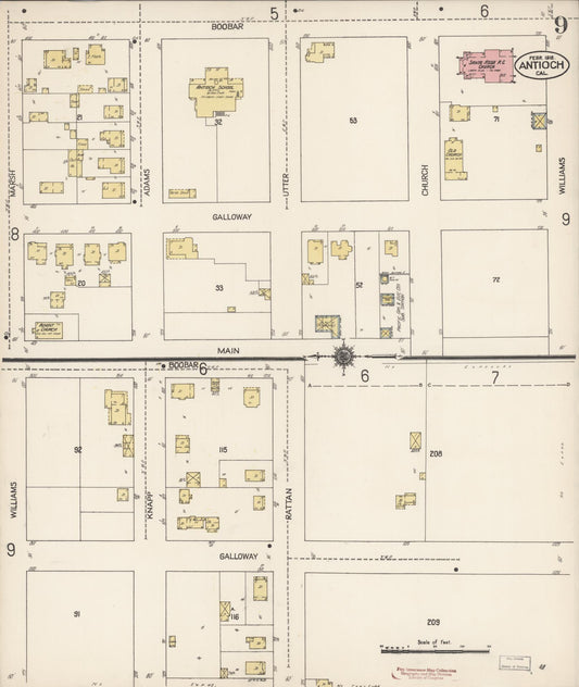 Sanborn Fire Insurance Map from Antioch, Contra Costa County, California (1912), Sheet #0009 - Historic Sanborn Fire Insurance Map Print, vintage old map wall art, antique decor, genealogy gift, California California map