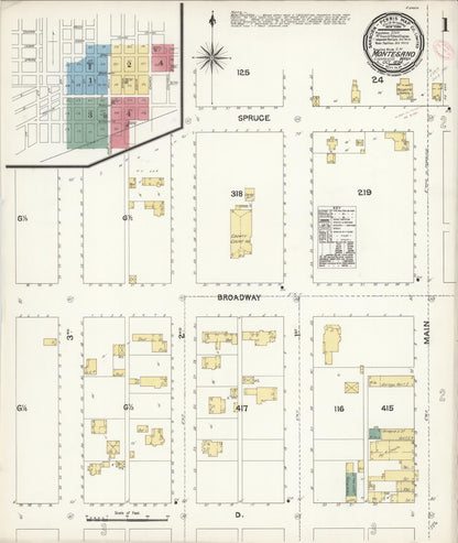 Sanborn Fire Insurance Map from Montesano, Grays Harbor County, Washington (1894), Sheet #0001 - Complete Map Set gallery image, historic Sanborn map, vintage wall art, Washington Washington