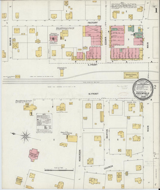 Sanborn Fire Insurance Map from Greenfield, Weakley County, Tennessee (1899), Sheet #0001 - Historic Sanborn Fire Insurance Map Print, vintage old map wall art, antique decor, genealogy gift, Tennessee Tennessee map