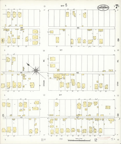 Sanborn Fire Insurance Map from Santa Monica, Los Angeles County, California (1909), Sheet #0007 - Complete Map Set gallery image, historic Sanborn map, vintage wall art, California California