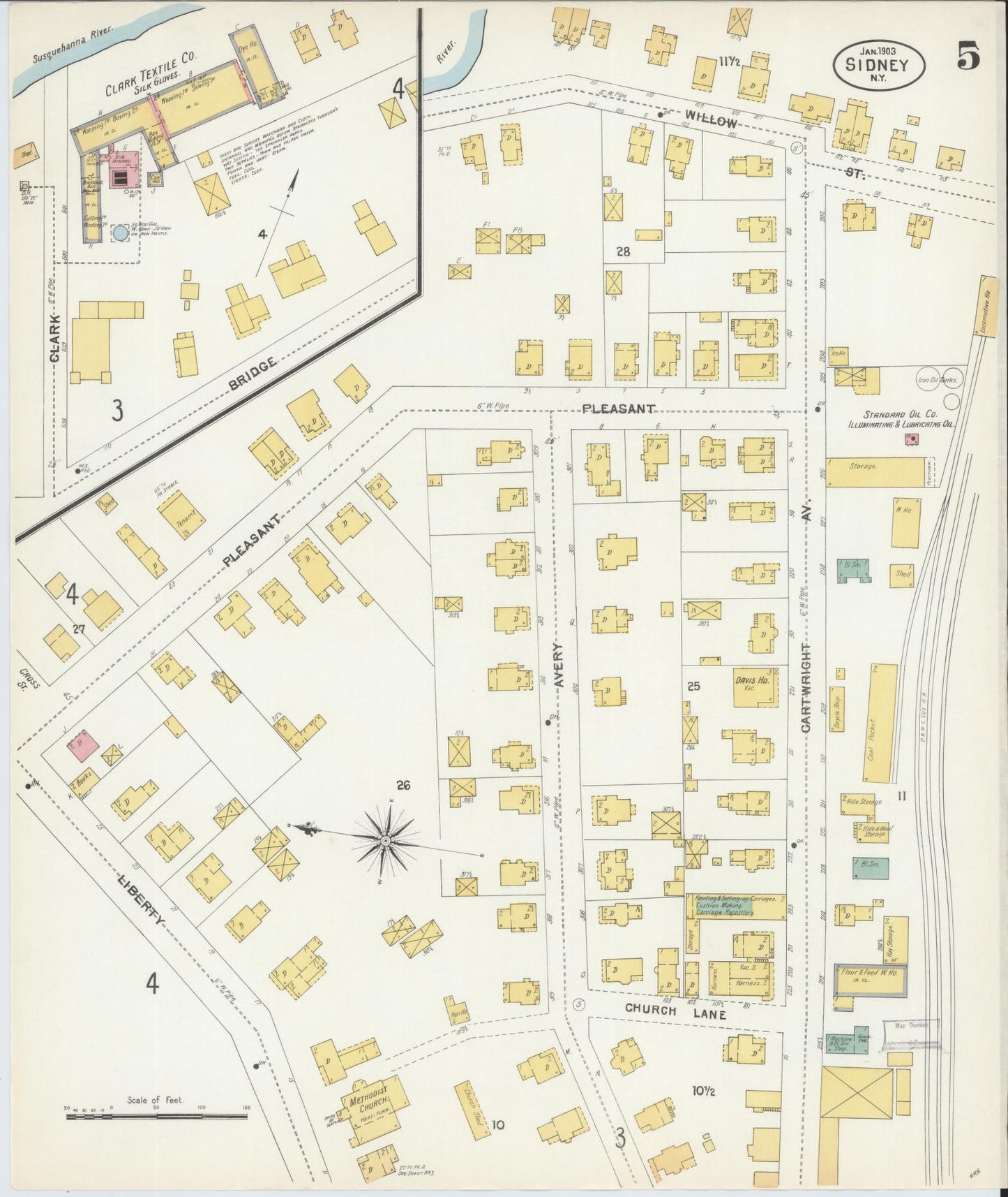 Sanborn Fire Insurance Map from Sidney, Delaware County, New York (1903), Sheet #0005 - Complete Map Set gallery image, historic Sanborn map, vintage wall art, Sidney Delaware