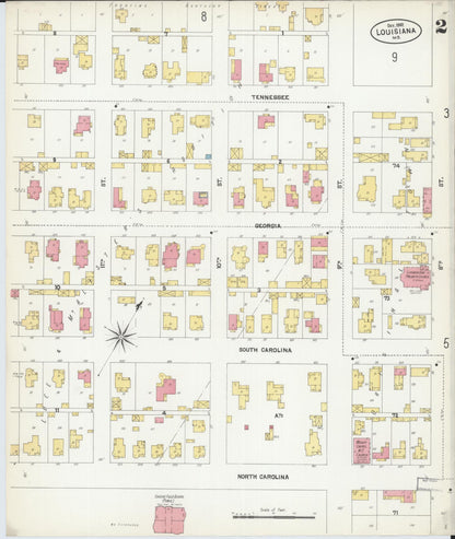 Sanborn Fire Insurance Map from Louisiana, Pike County, Missouri (1902), Sheet #0002 - Complete Map Set gallery image, historic Sanborn map, vintage wall art, Missouri Missouri