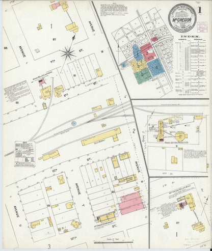 Sanborn Fire Insurance Map from McGregor, McLennan County, Texas (1904), Sheet #0001 - Historic Sanborn Fire Insurance Map Print, vintage old map wall art, antique decor, genealogy gift, Texas Texas map