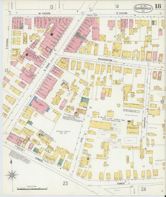 Sanborn Fire Insurance Map from Gloversville, Fulton County, New York (1902), Sheet #0018 - Historic Sanborn Fire Insurance Map Print, vintage old map wall art, antique decor, genealogy gift, New York New York map