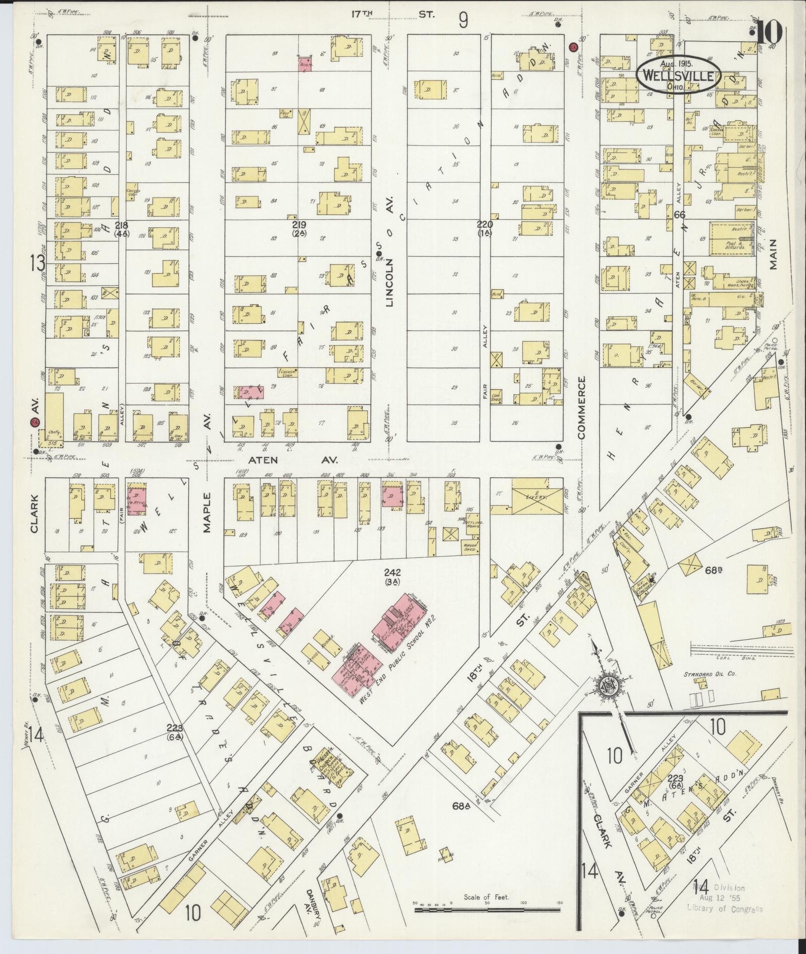 Sanborn Fire Insurance Map from Wellsville, Columbiana County, Ohio (1915), Sheet #0010 - Historic Sanborn Fire Insurance Map Print, vintage old map wall art, antique decor, genealogy gift, Ohio Ohio map