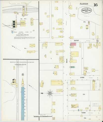Sanborn Fire Insurance Map from McAlester, Pittsburg County, Oklahoma (1908), Sheet #0016 - Complete Map Set gallery image, historic Sanborn map, vintage wall art, Oklahoma Oklahoma