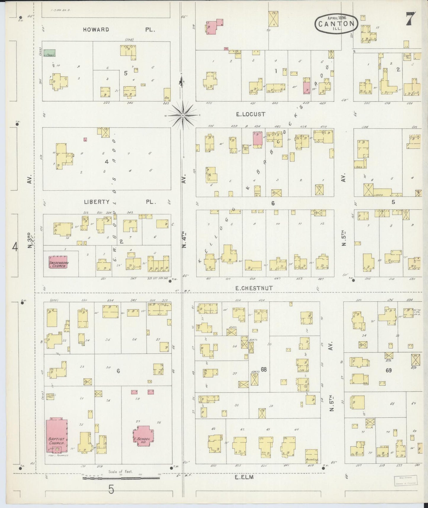 Sanborn Fire Insurance Map from Canton, Fulton County, Illinois (1896), Sheet #0007 - Complete Map Set gallery image, historic Sanborn map, vintage wall art, Illinois Illinois