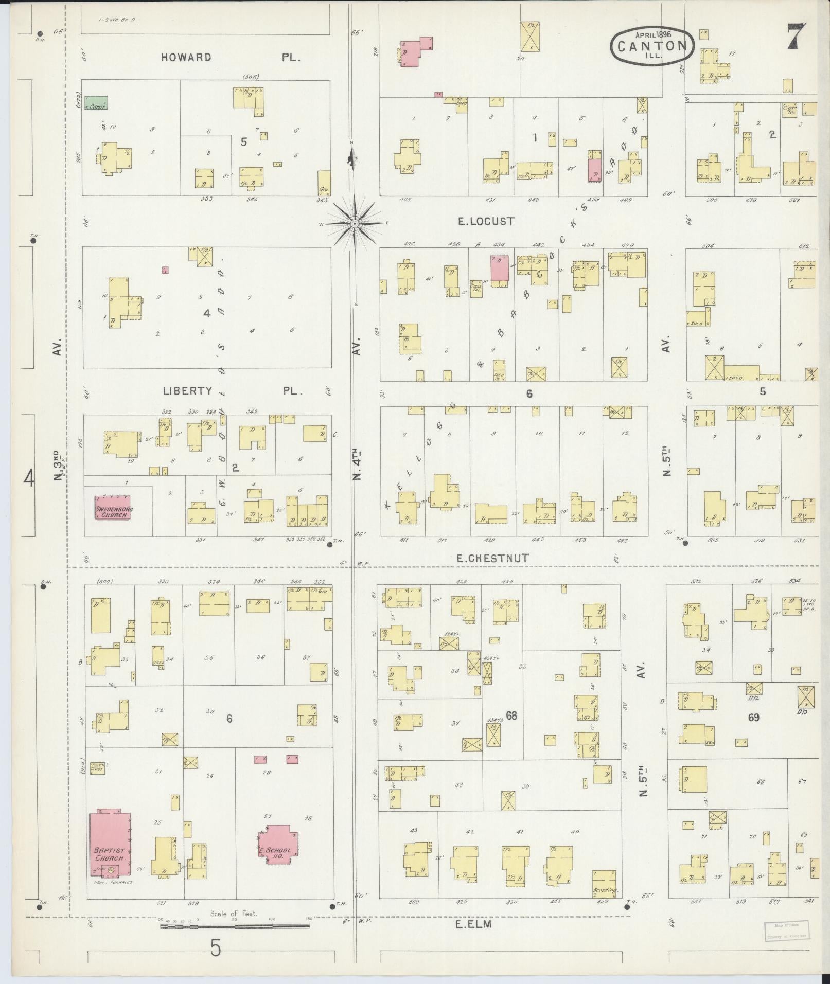 Sanborn Fire Insurance Map from Canton, Fulton County, Illinois (1896), Sheet #0007 - Complete Map Set gallery image, historic Sanborn map, vintage wall art, Illinois Illinois
