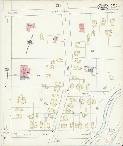 Sanborn Fire Insurance Map from Oneida, Madison County, New York (1914), Sheet #0022 - Complete Map Set gallery image, historic Sanborn map, vintage wall art, New York New York