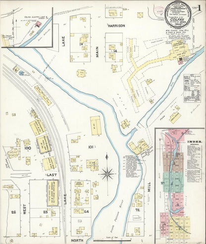 Sanborn Fire Insurance Map from Colfax, Whitman County, Washington (1890), Sheet #0001 - Complete Map Set gallery image, historic Sanborn map, vintage wall art, Washington Washington