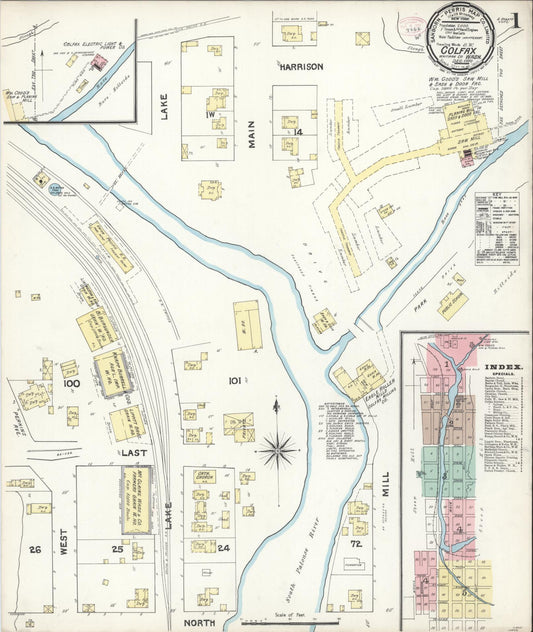 Sanborn Fire Insurance Map from Colfax, Whitman County, Washington (1890), Sheet #0001 - Complete Map Set gallery image, historic Sanborn map, vintage wall art, Washington Washington