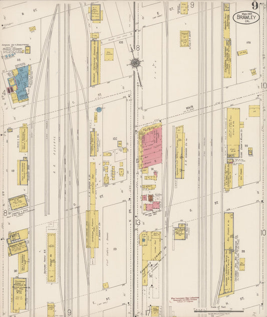 Sanborn Fire Insurance Map from Brawley, Imperial County, California (1922), Sheet #0009 - Historic Sanborn Fire Insurance Map Print, vintage old map wall art, antique decor, genealogy gift, California California map