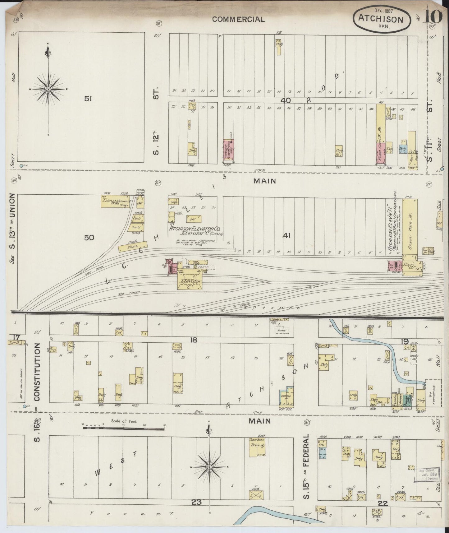 Sanborn Fire Insurance Map from Atchison, Atchison County, Kansas (1887), Sheet #0010 - Complete Map Set gallery image, historic Sanborn map, vintage wall art, Kansas Kansas
