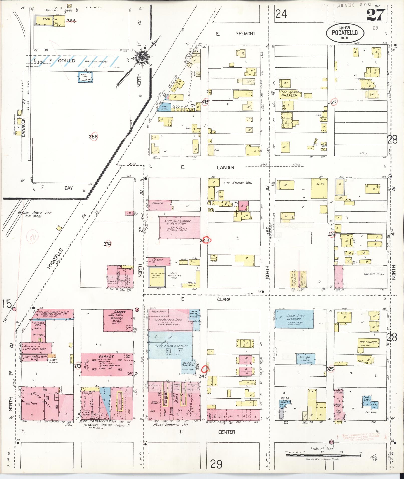 Sanborn Fire Insurance Map from Pocatello, Bannock County, Idaho (1948), Sheet #0027 - Historic Sanborn Fire Insurance Map Print, vintage old map wall art, antique decor, genealogy gift, Idaho Idaho map