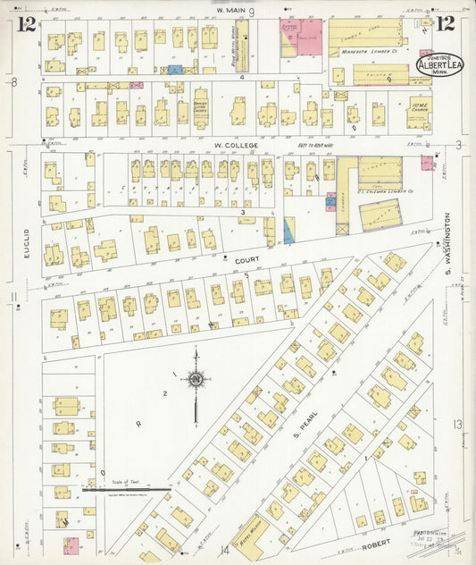 Sanborn Fire Insurance Map from Albert Lea, Freeborn County, Minnesota (1926), Sheet #0012 - Historic Sanborn Fire Insurance Map Print, vintage old map wall art, antique decor, genealogy gift, Minnesota Minnesota map
