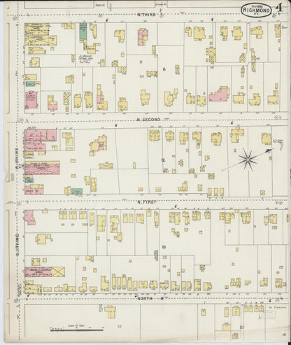 Sanborn Fire Insurance Map from Richmond, Madison County, Kentucky (1895), Sheet #0004 - Complete Map Set gallery image, historic Sanborn map, vintage wall art, Kentucky Kentucky