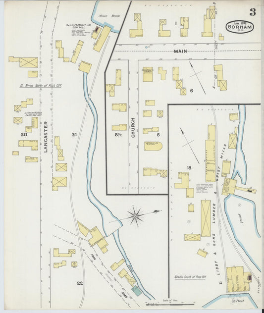 Sanborn Fire Insurance Map from Gorham, Coos County, New Hampshire (1892), Sheet #0003 - Historic Sanborn Fire Insurance Map Print, vintage old map wall art, antique decor, genealogy gift, New Hampshire New Hampshire map