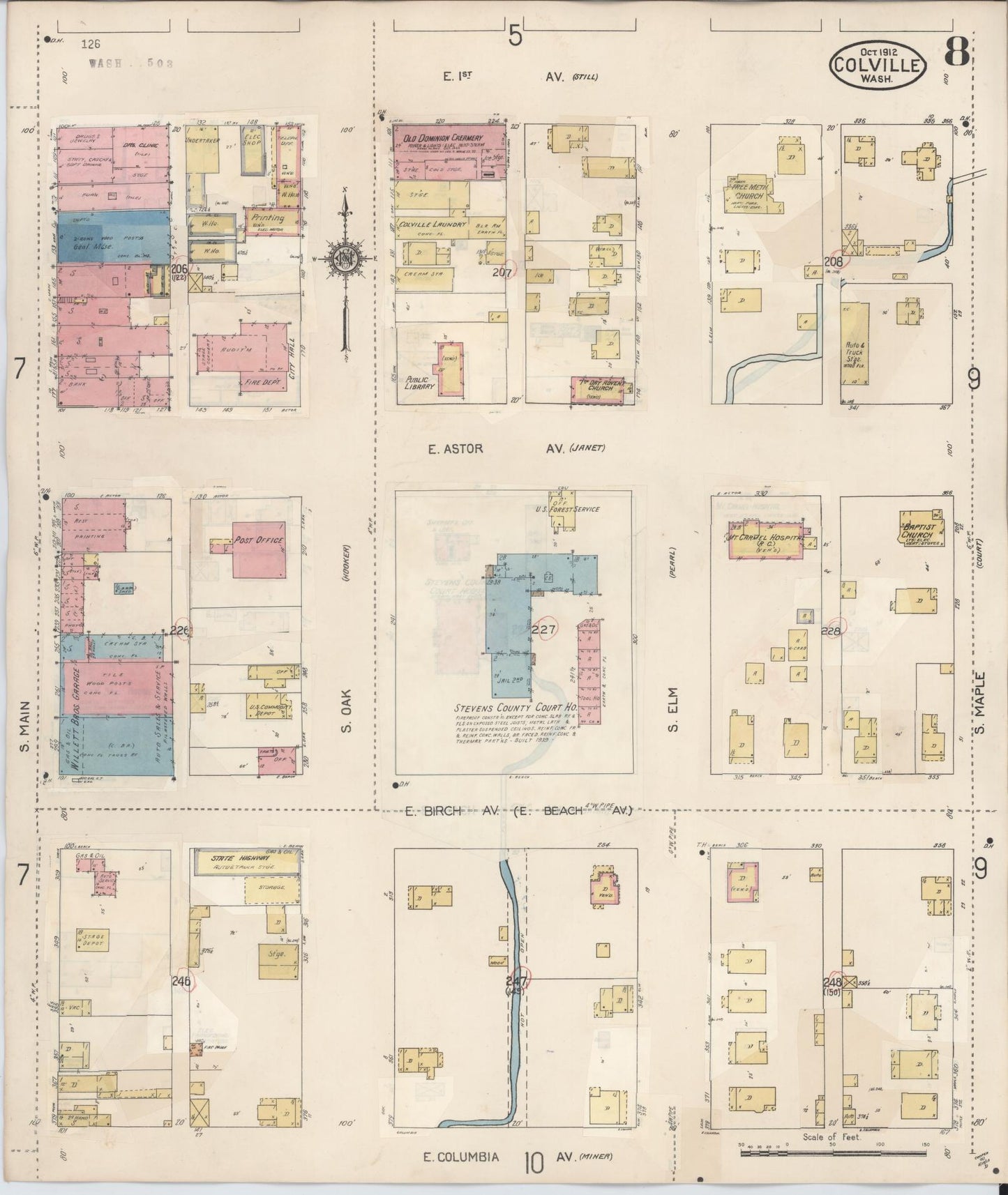Sanborn Fire Insurance Map from Colville, Stevens County, Washington (1940), Sheet #0008 - Complete Map Set gallery image, historic Sanborn map, vintage wall art, Washington Washington