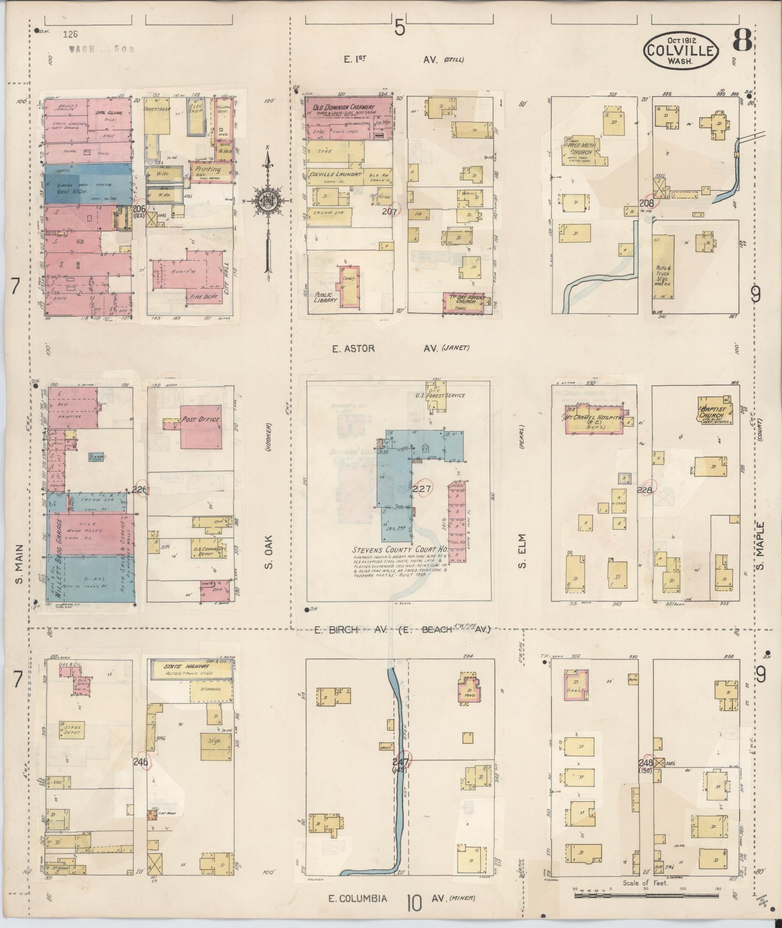 Sanborn Fire Insurance Map from Colville, Stevens County, Washington (1940), Sheet #0008 - Complete Map Set gallery image, historic Sanborn map, vintage wall art, Washington Washington